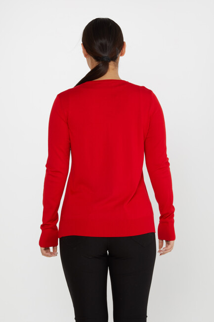 Women's Knitwear Basic Crew Neck Red - 30899 | KAZEE - Thumbnail