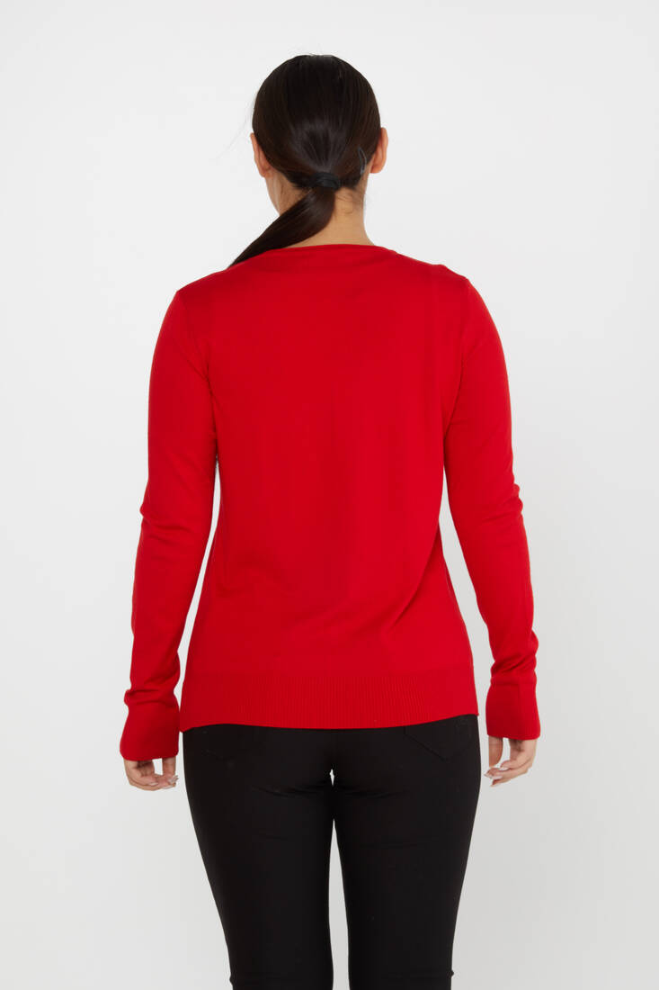 Women's Knitwear Basic Crew Neck Red - 30899 | KAZEE