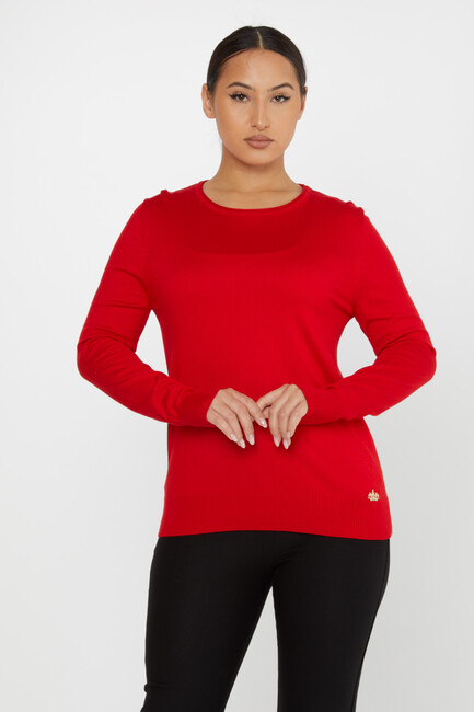 Women's Knitwear Basic Crew Neck Red - 30899 | KAZEE - Thumbnail