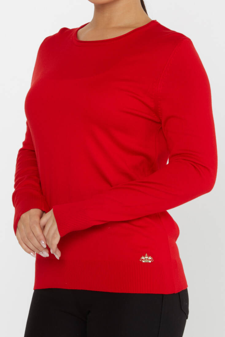 Women's Knitwear Basic Crew Neck Red - 30899 | KAZEE