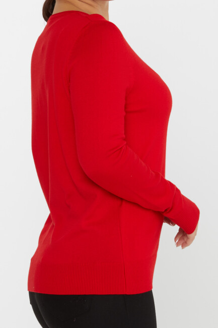 Women's Knitwear Basic Crew Neck Red - 30899 | KAZEE - Thumbnail