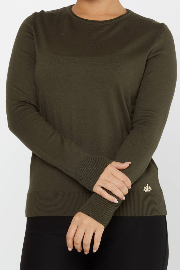 Women's Knitwear Basic Crew Neck Vert - 30899 | KAZEE