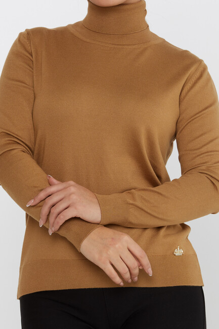 Women's Knitwear Basic Turtleneck Camel - 11122 | KAZEE - Thumbnail