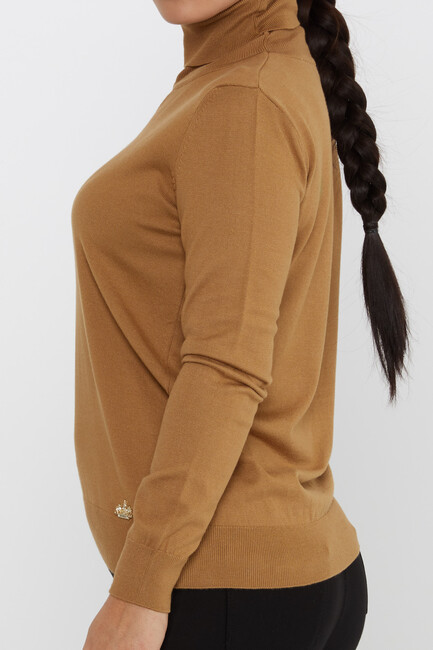 Women's Knitwear Basic Turtleneck Camel - 11122 | KAZEE - Thumbnail