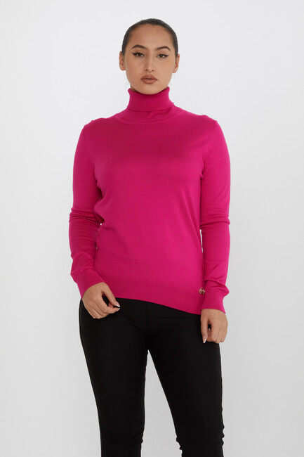 Women's Knitwear Basic Turtleneck Fuchsia - 11122 | KAZEE - Thumbnail