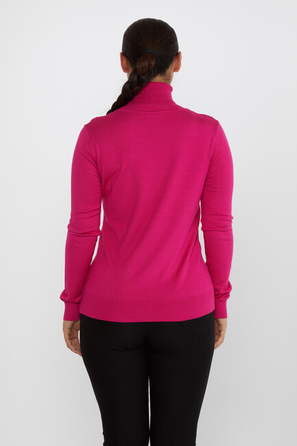 Women's Knitwear Basic Turtleneck Fuchsia - 11122 | KAZEE - Thumbnail