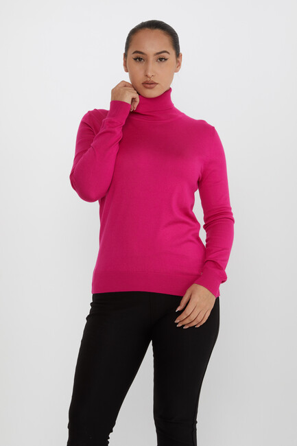 Women's Knitwear Basic Turtleneck Fuchsia - 11122 | KAZEE - Thumbnail