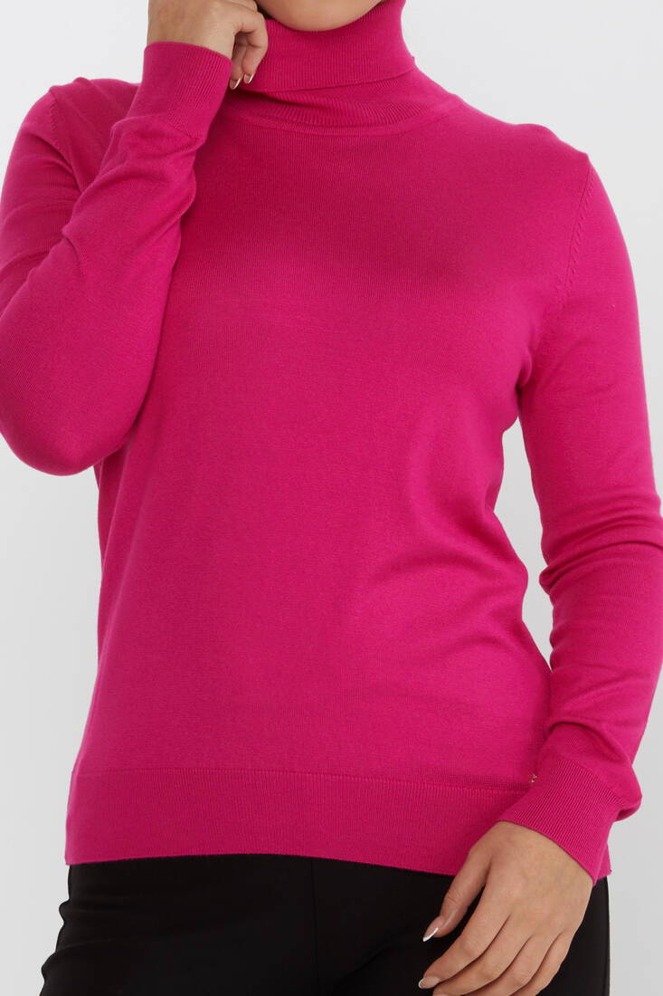 Women's Knitwear Basic Turtleneck Fuchsia - 11122 | KAZEE