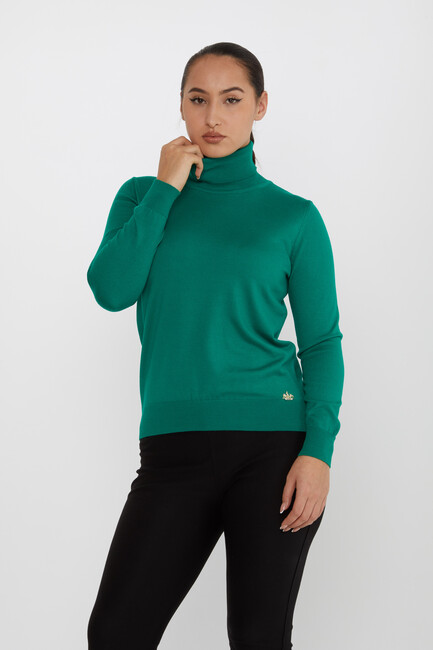 Women's Knitwear Basic Turtleneck Emerald - 11122 | KAZEE - Thumbnail