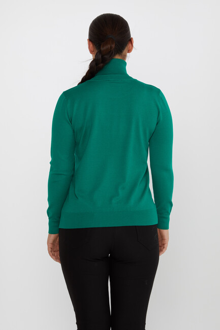 Women's Knitwear Basic Turtleneck Emerald - 11122 | KAZEE - Thumbnail