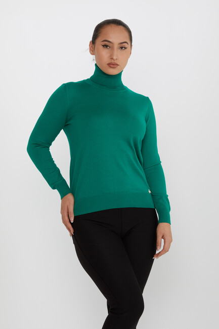 Women's Knitwear Basic Turtleneck Emerald - 11122 | KAZEE - Thumbnail