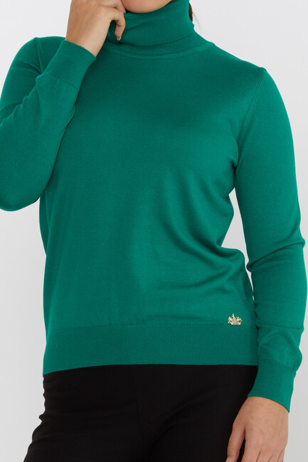 Women's Knitwear Basic Turtleneck Emerald - 11122 | KAZEE - Thumbnail