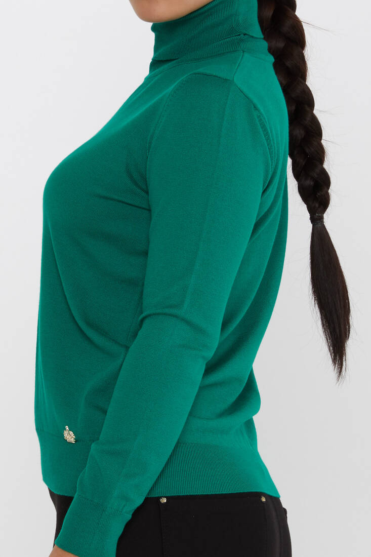 Women's Knitwear Basic Turtleneck Emerald - 11122 | KAZEE