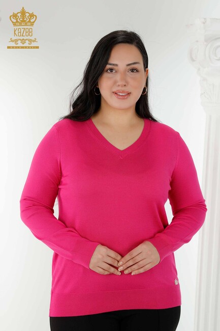 Women's Knitwear Basic Fuchsia - 30181 | KAZEE - Thumbnail