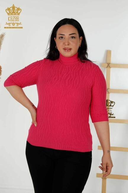 Women's Knitwear Basic Fuchsia - 30290 | KAZEE - Thumbnail