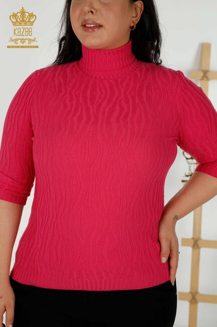 Women's Knitwear Basic Fuchsia - 30290 | KAZEE - Thumbnail