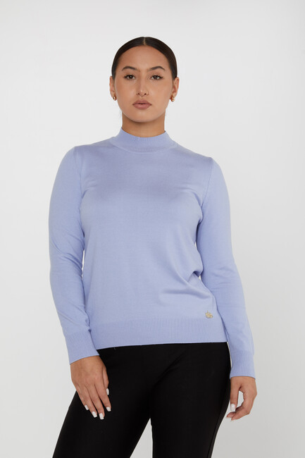 Women's Knitwear Basic Stand Collar Blue - 16663 | KAZEE - Thumbnail