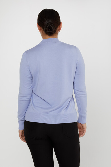 Women's Knitwear Basic Stand Collar Blue - 16663 | KAZEE - Thumbnail