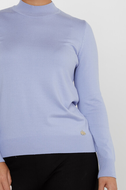 Women's Knitwear Basic Stand Collar Blue - 16663 | KAZEE - Thumbnail