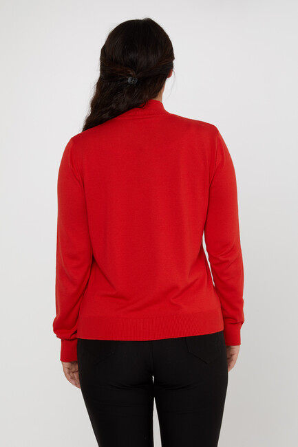 Women's Knitwear Basic Stand Collar Coral - 16663 | KAZEE - Thumbnail