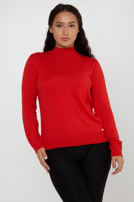 Women's Knitwear Basic Stand Collar Coral - 16663 | KAZEE - Thumbnail