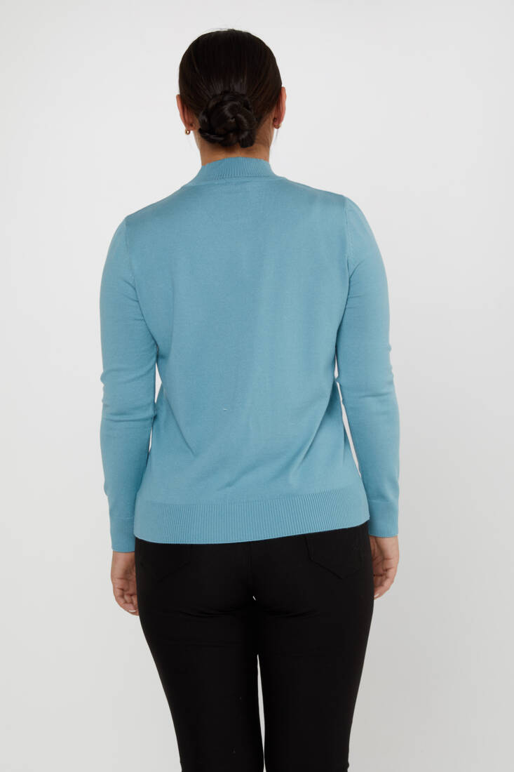 Women's Knitwear Basic Stand Collar Mint - 16663 | KAZEE