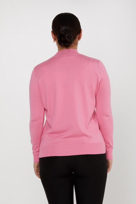 Women's Knitwear Basic Stand Collar Pink - 16663 | KAZEE - Thumbnail