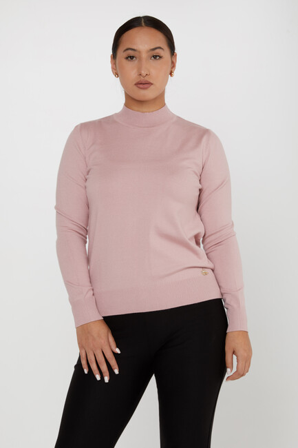 Women's Knitwear Basic Stand Collar Powder - 16663 | KAZEE - Thumbnail