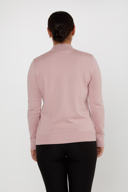 Women's Knitwear Basic Stand Collar Powder - 16663 | KAZEE - Thumbnail