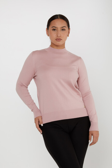 Women's Knitwear Basic Stand Collar Powder - 16663 | KAZEE - Thumbnail