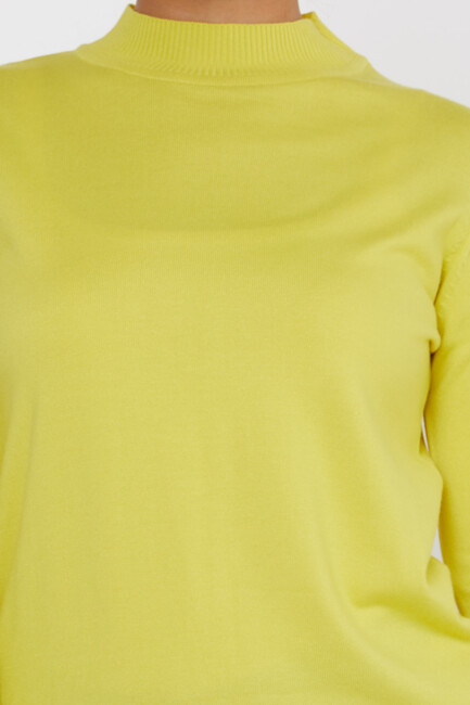 Women's Knitwear Basic Stand Collar Yellow - 16663 | KAZEE - Thumbnail