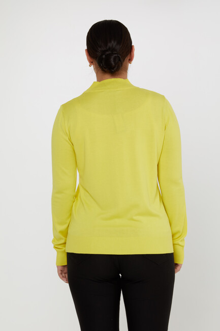 Women's Knitwear Basic Stand Collar Yellow - 16663 | KAZEE - Thumbnail