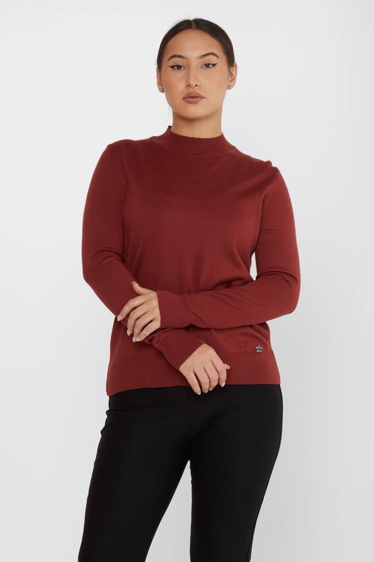 Women's Knitwear Basic Stand Collar Tile - 16663 | KAZEE