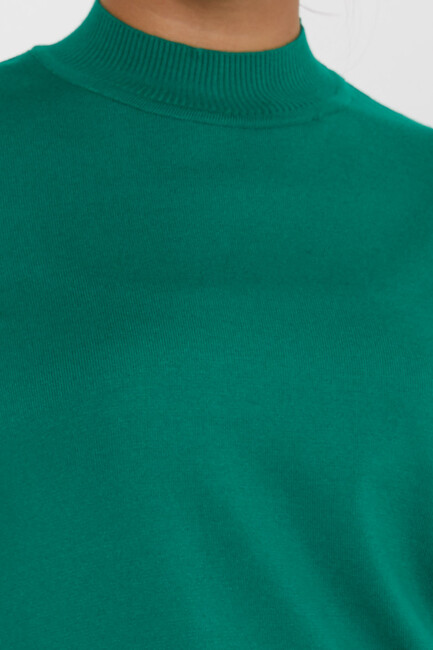 Women's Knitwear Basic Stand Collar Emerald - 16663 | KAZEE - Thumbnail