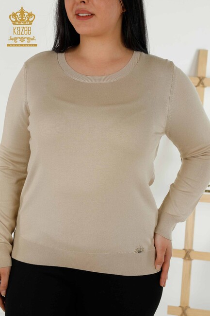 Women's Knitwear Basic Light Beige - 30213 | KAZEE - Thumbnail