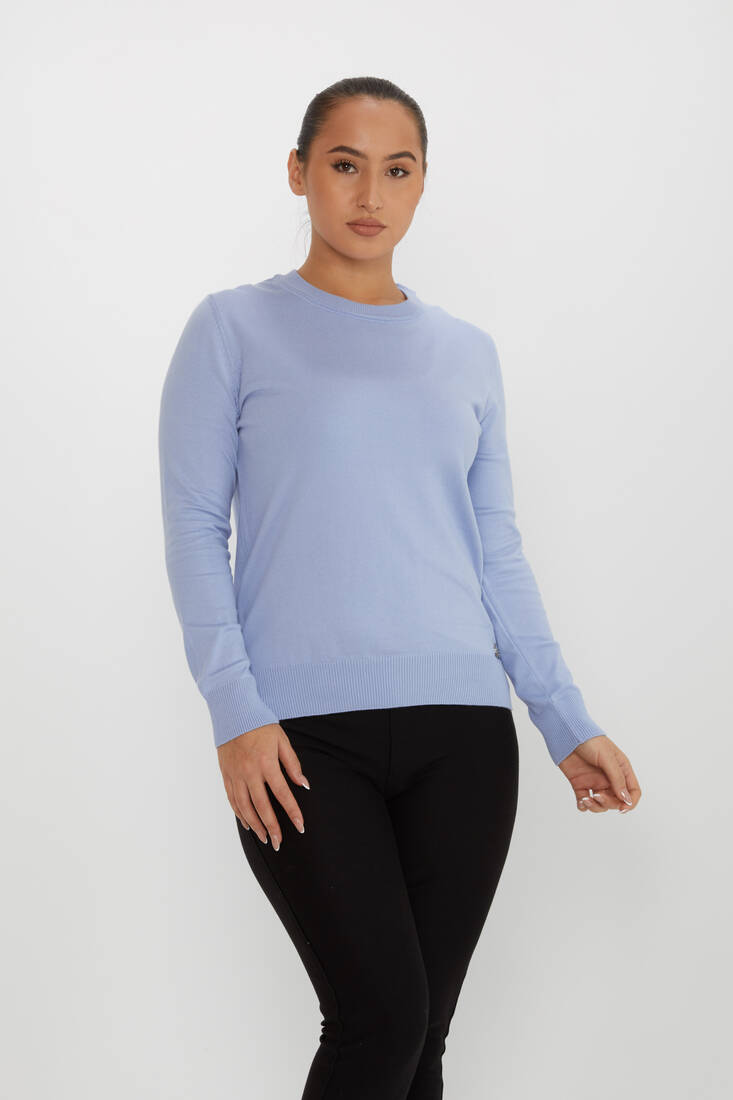 Women's Knitwear Basic Long Sleeve Blue - 31574 | KAZEE