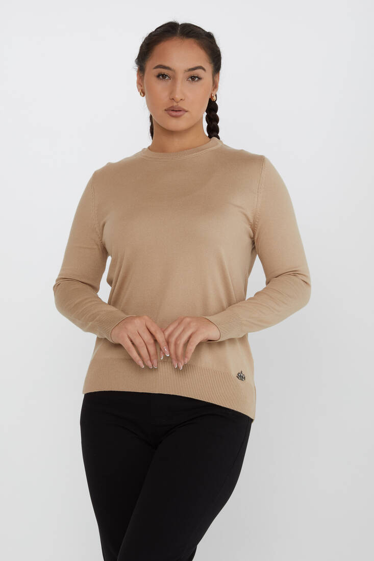 Women's Knitwear Basic Long Sleeve Beige - 31574 | KAZEE