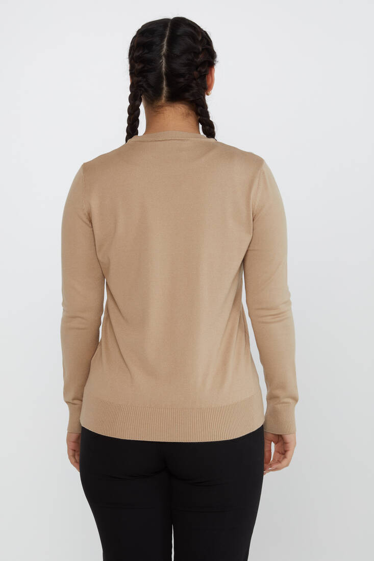 Women's Knitwear Basic Long Sleeve Beige - 31574 | KAZEE