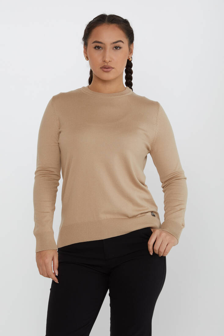 Women's Knitwear Basic Long Sleeve Beige - 31574 | KAZEE