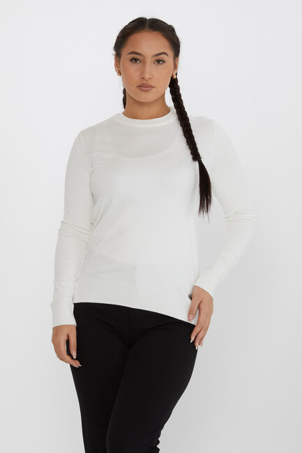 Women's Knitwear Basic Long Sleeve Ecru - 31574 | KAZEE - Thumbnail