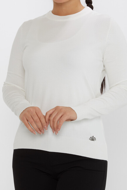 Women's Knitwear Basic Long Sleeve Ecru - 31574 | KAZEE - Thumbnail