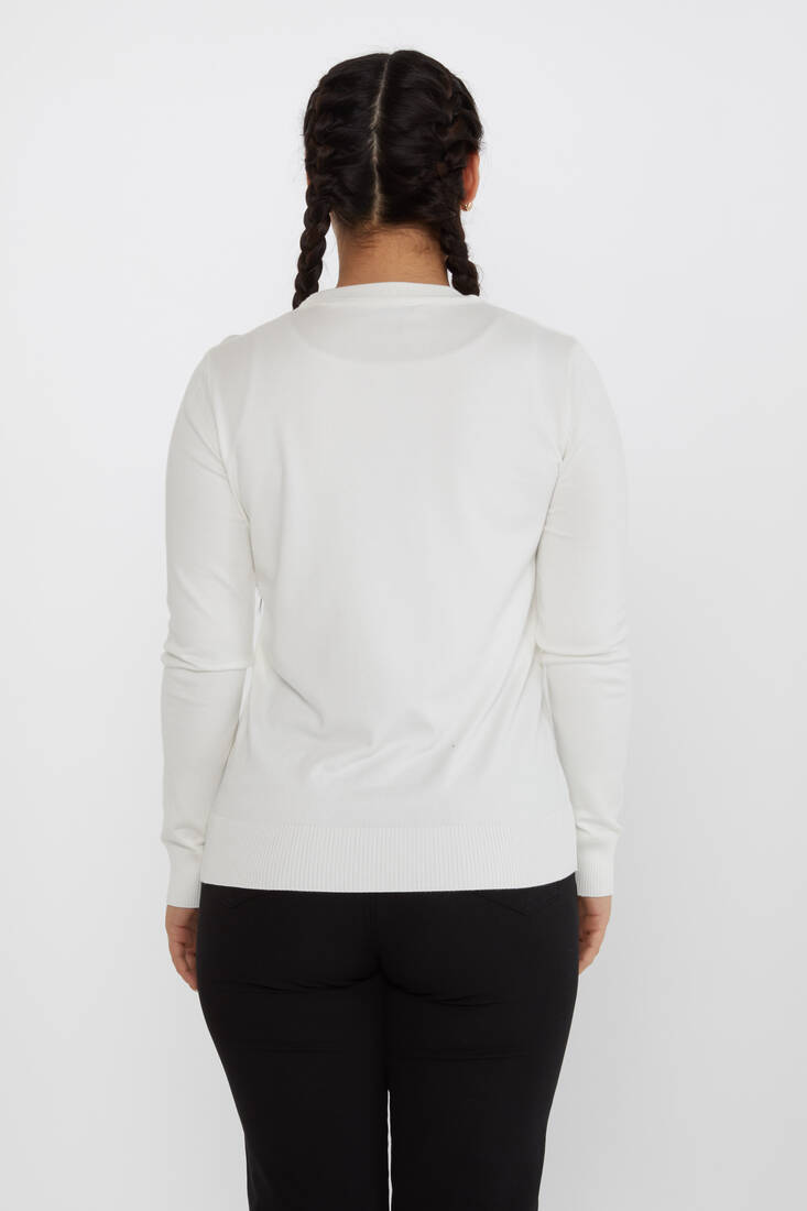 Women's Knitwear Basic Long Sleeve Ecru - 31574 | KAZEE