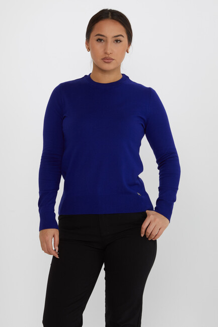 Women's Knitwear Basic Long Sleeve Saxe - 31574 | KAZEE - Thumbnail