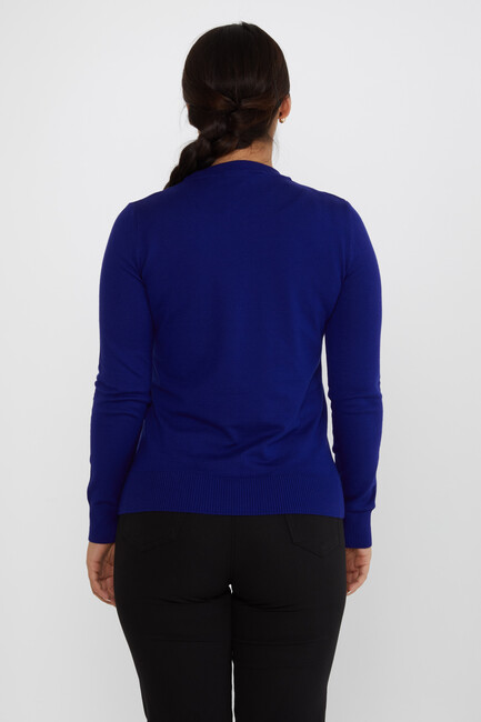 Women's Knitwear Basic Long Sleeve Saxe - 31574 | KAZEE - Thumbnail