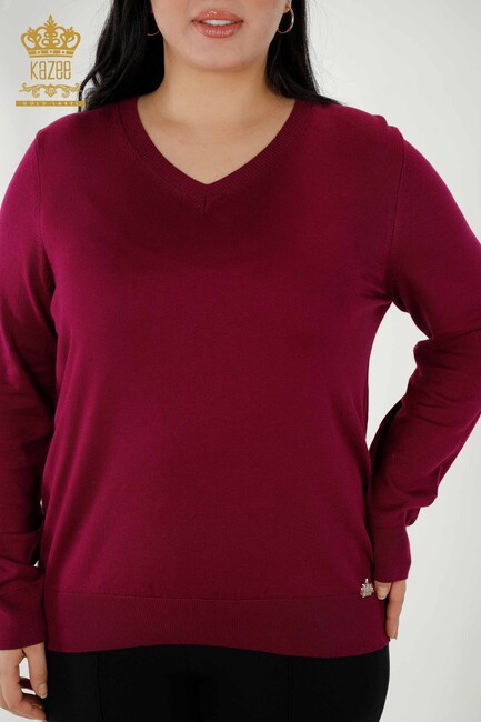 Women's Knitwear Basic Purple - 30181 | KAZEE - Thumbnail