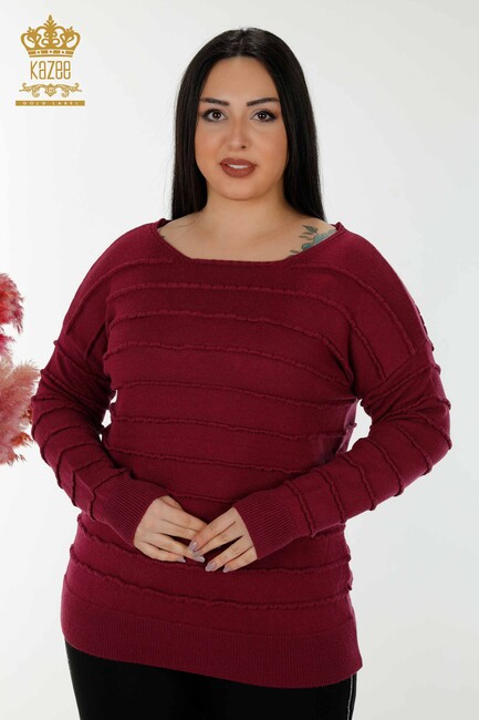 Women's Knitwear Basic Plum - 30169 | KAZEE - Thumbnail