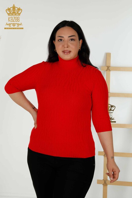 Women's Knitwear Basic Red - 30290 | KAZEE - Thumbnail