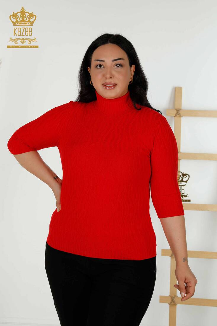 Women's Knitwear Basic Red - 30290 | KAZEE