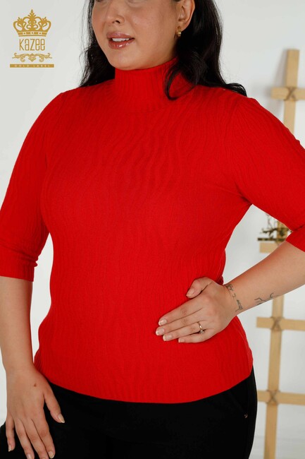 Women's Knitwear Basic Red - 30290 | KAZEE - Thumbnail