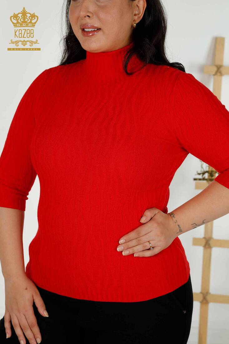 Women's Knitwear Basic Red - 30290 | KAZEE